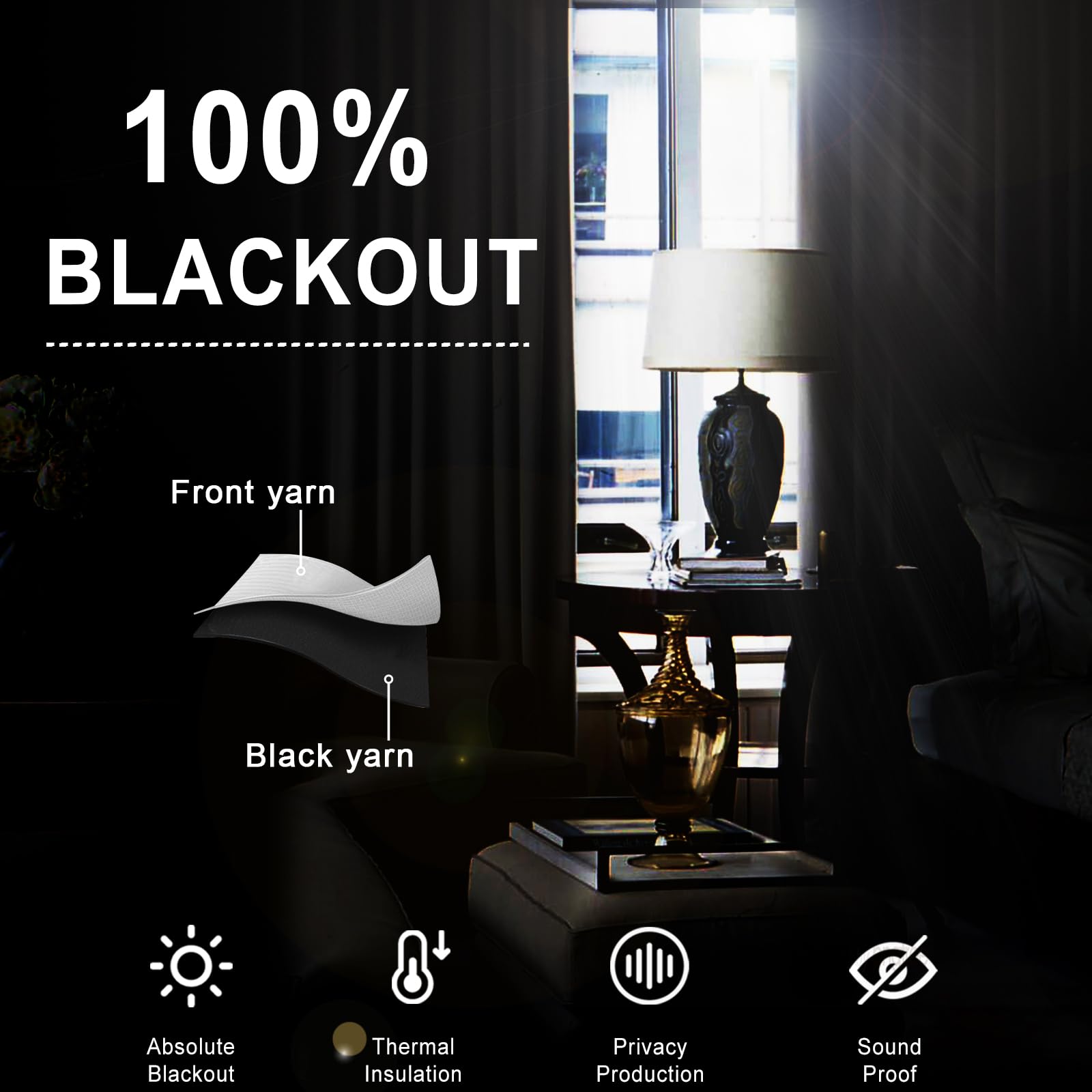 XWZO grommet-top blackout panels provide smooth operation for daily use.