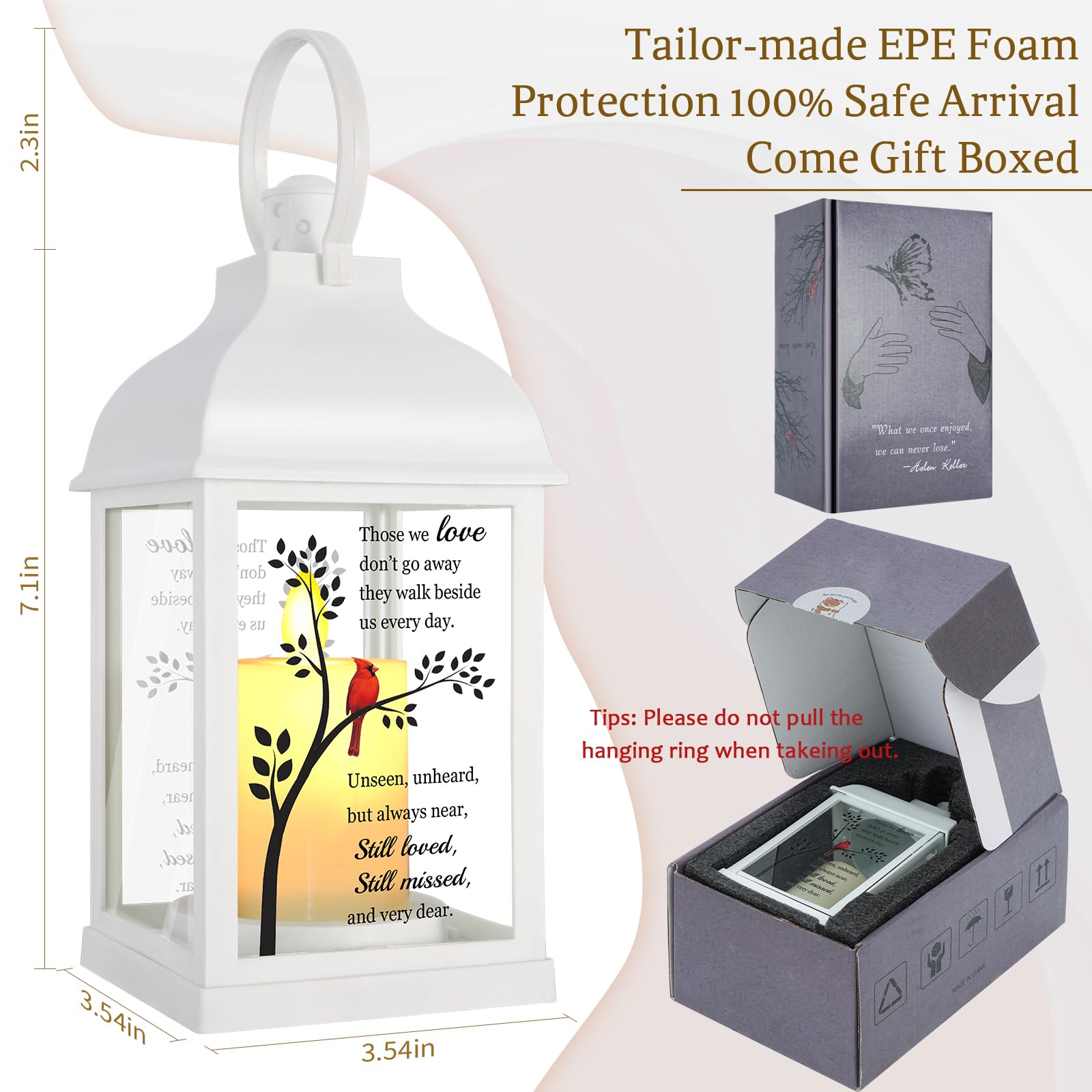 XXSTAR Memorial Lantern with Card arrives in a gift box for thoughtful sympathy.