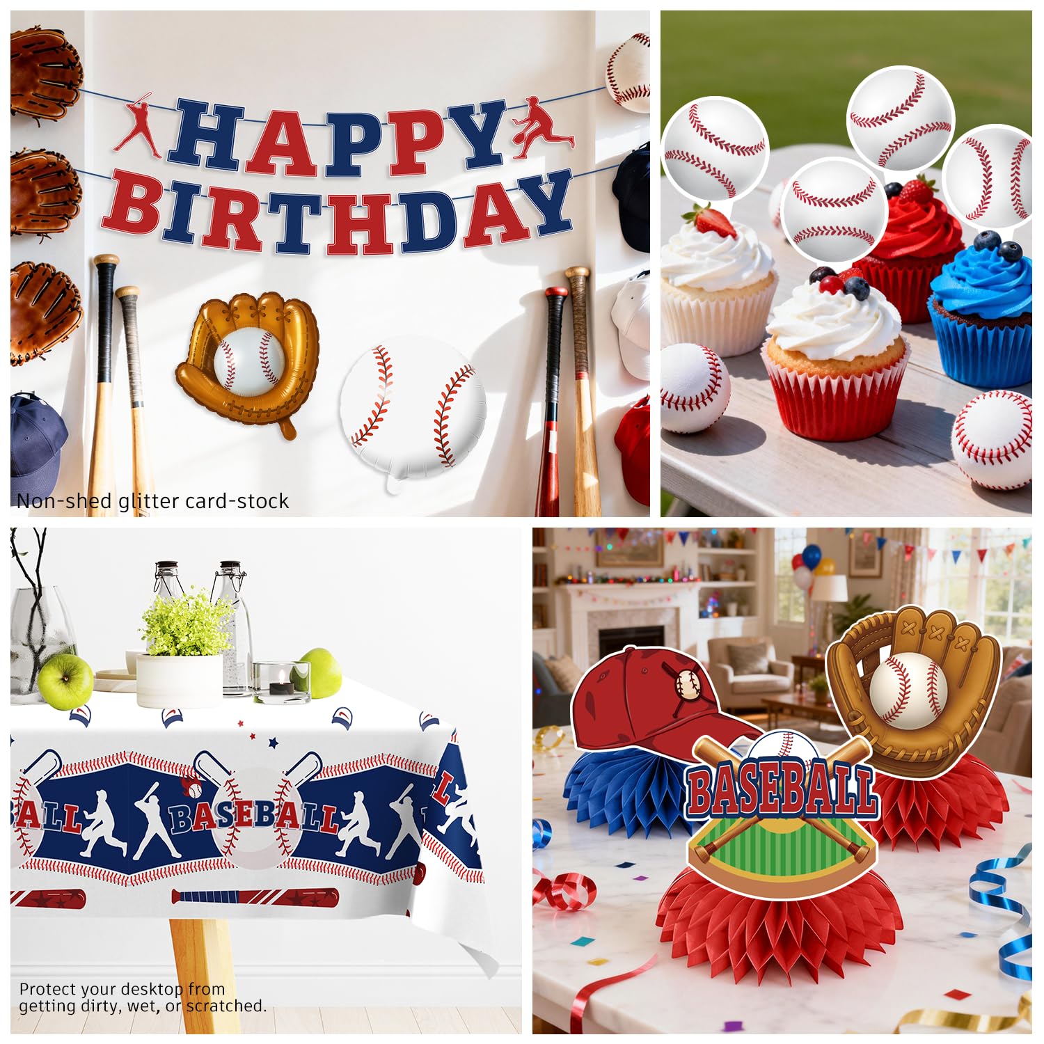 Xynic Baseball Tablecloth provides a waterproof, oilproof surface for indoor or outdoor use.