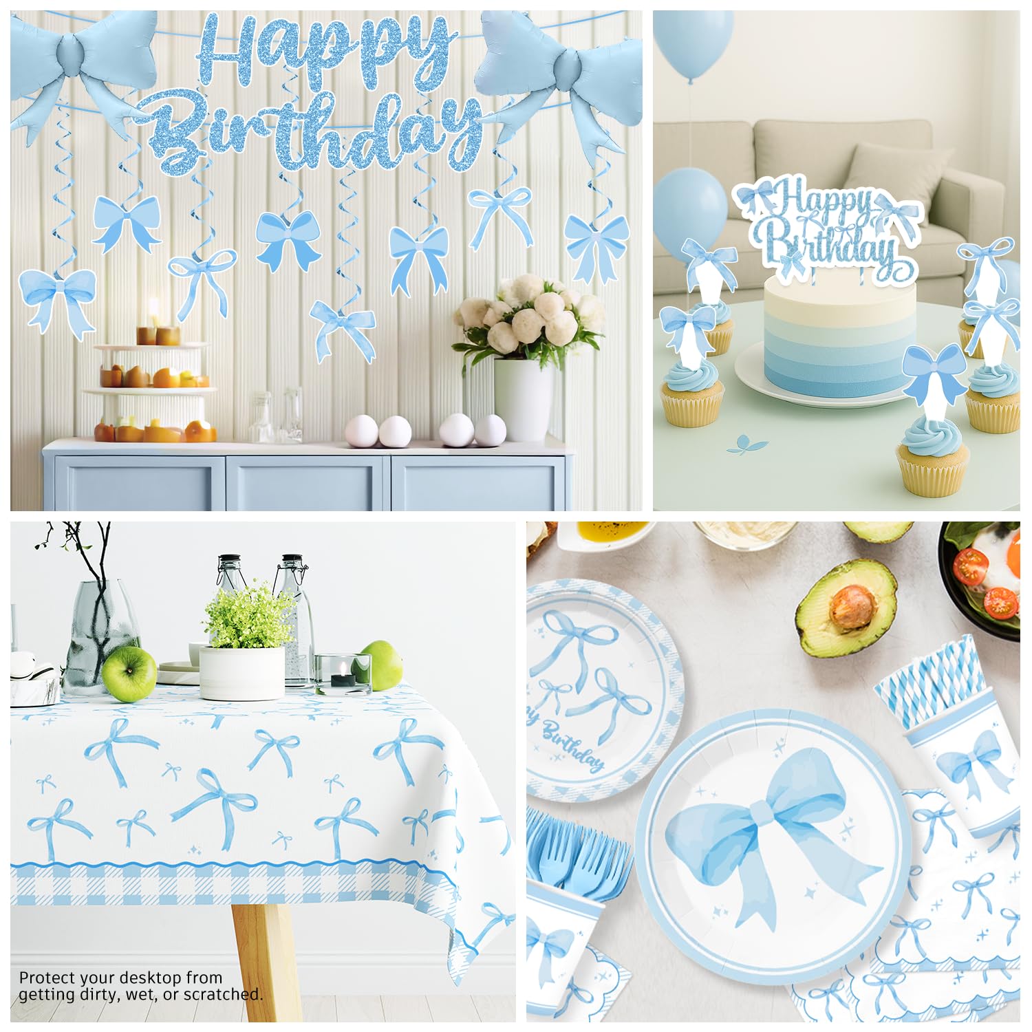 Xynic Blue Bow Foil Balloons provide a bright focal point