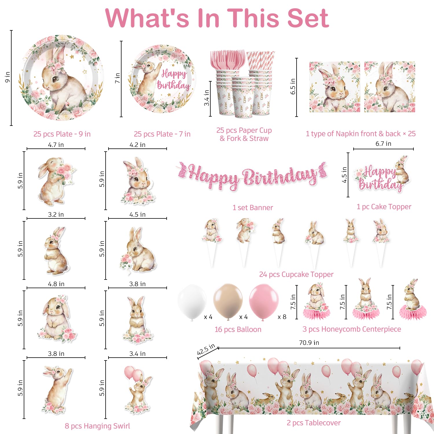 Xynic bunny hanging swirls add whimsy to ceilings and party atmosphere.