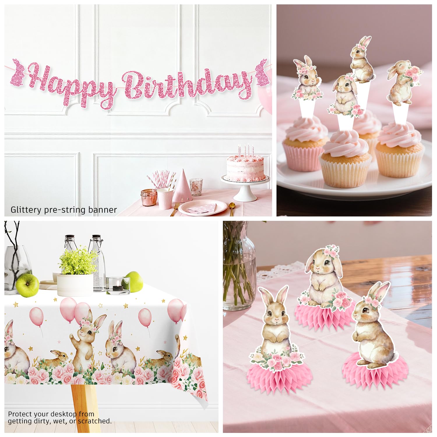Xynic bunny honeycomb centerpieces create eye-catching table accents.