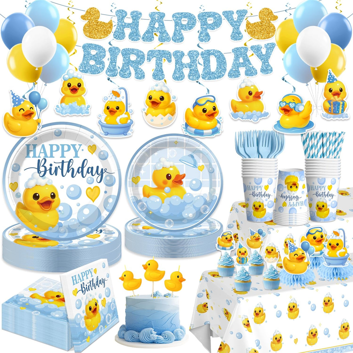 Xynic duck birthday plates 7-inch for sturdy serving at kids' party