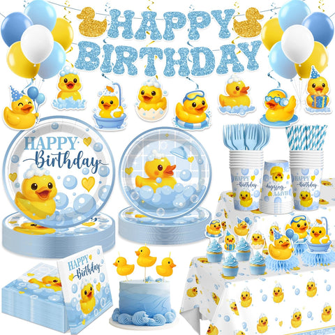 Xynic duck birthday plates 7-inch for sturdy serving at kids' party