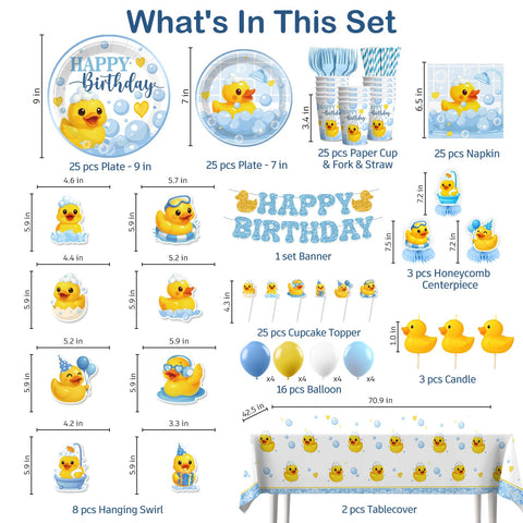 Xynic duck birthday plates 9-inch for cake and snacks