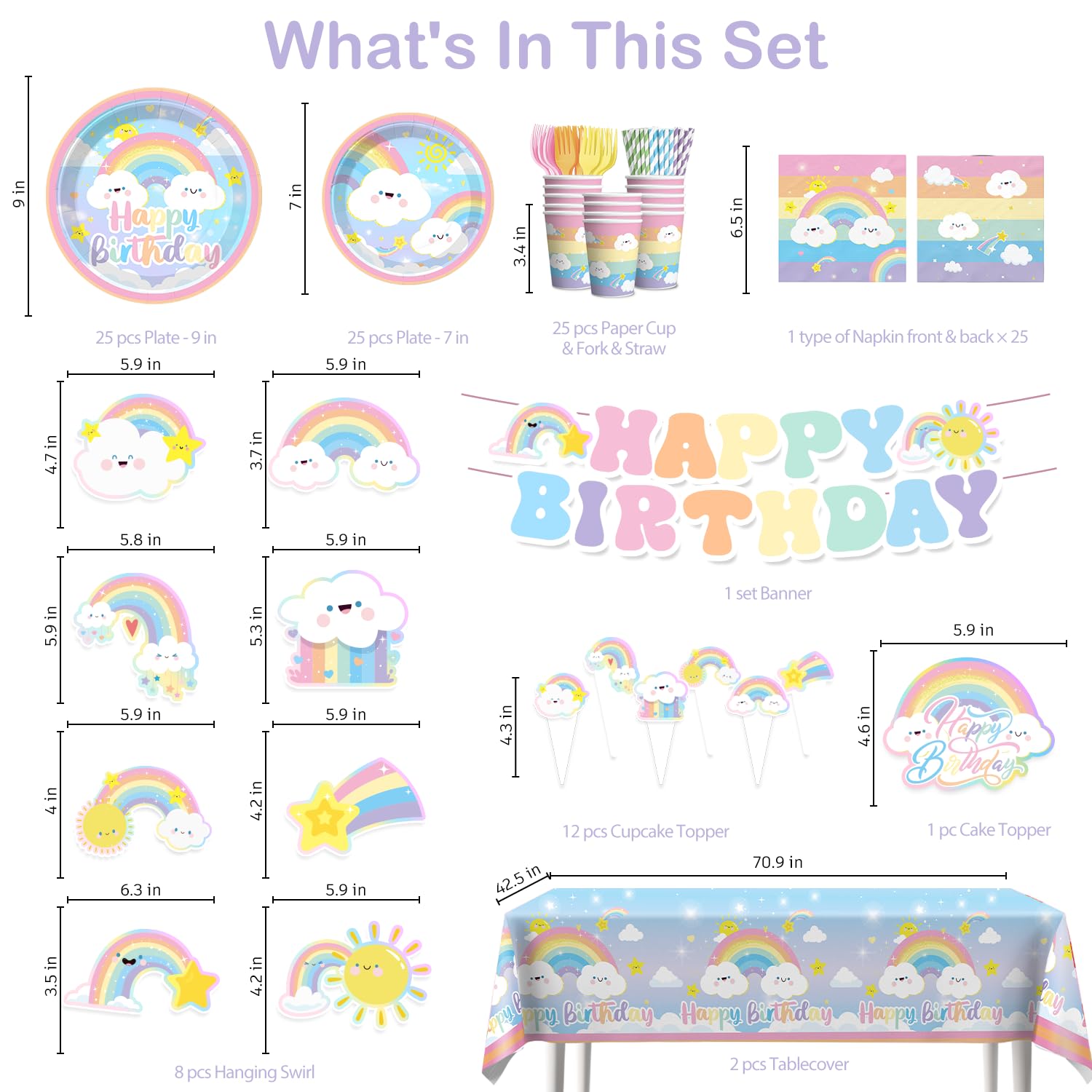 Xynic pastel rainbow hanging swirls add whimsical ceiling decor.