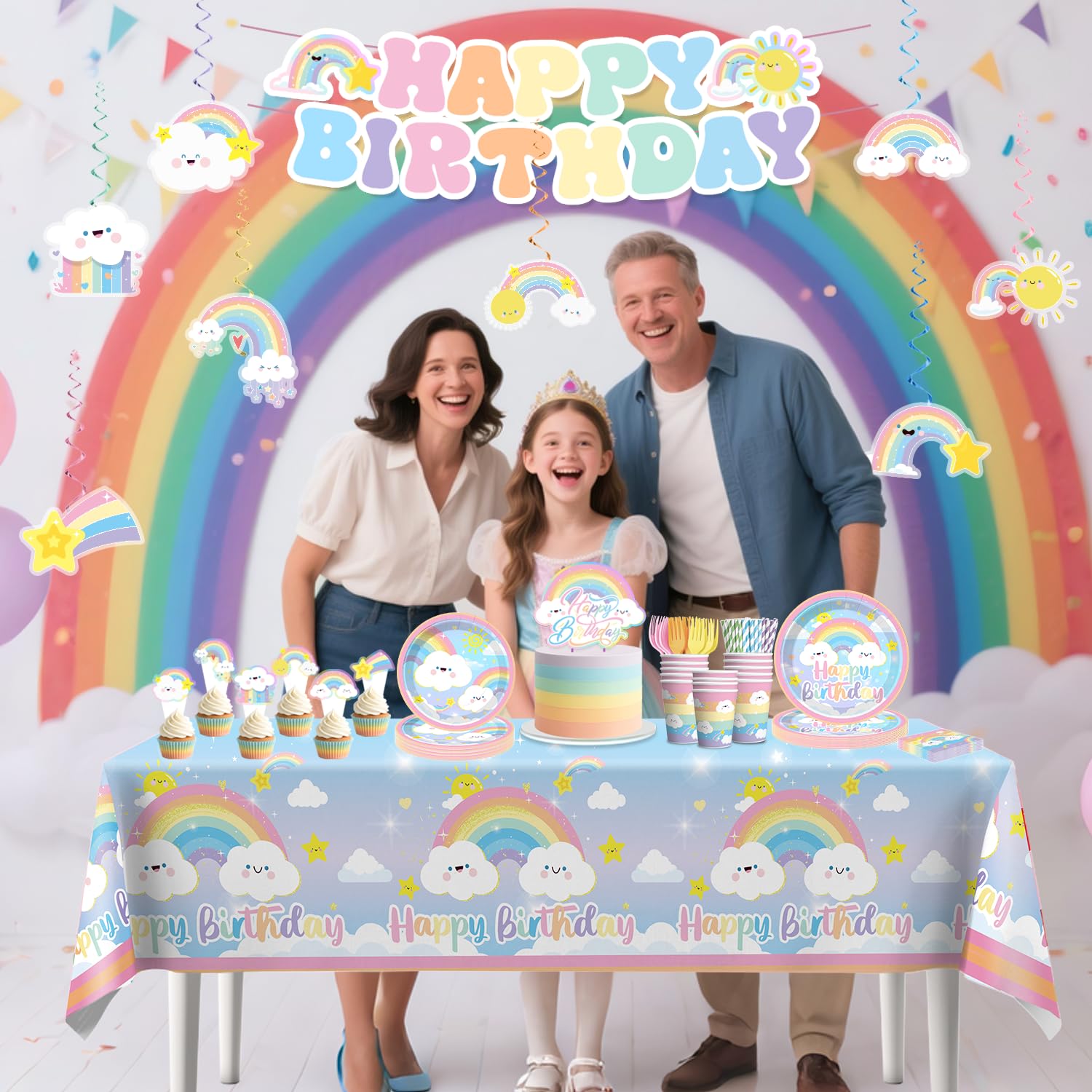 Xynic rainbow 9in dinner plates pair with sturdy cups.