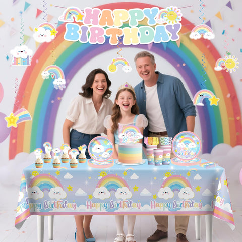 Xynic rainbow 9in dinner plates pair with sturdy cups.