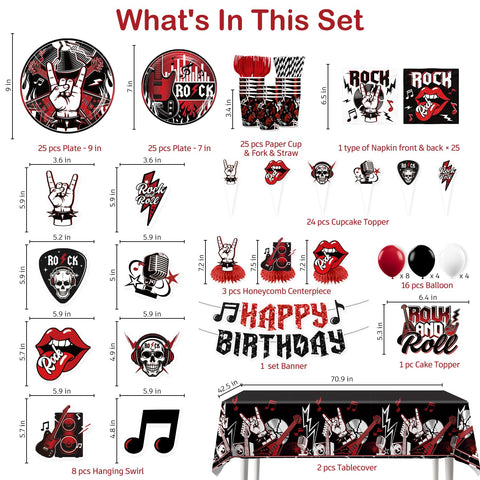 Xynic 7-inch plates with rock graphics for easy serving.