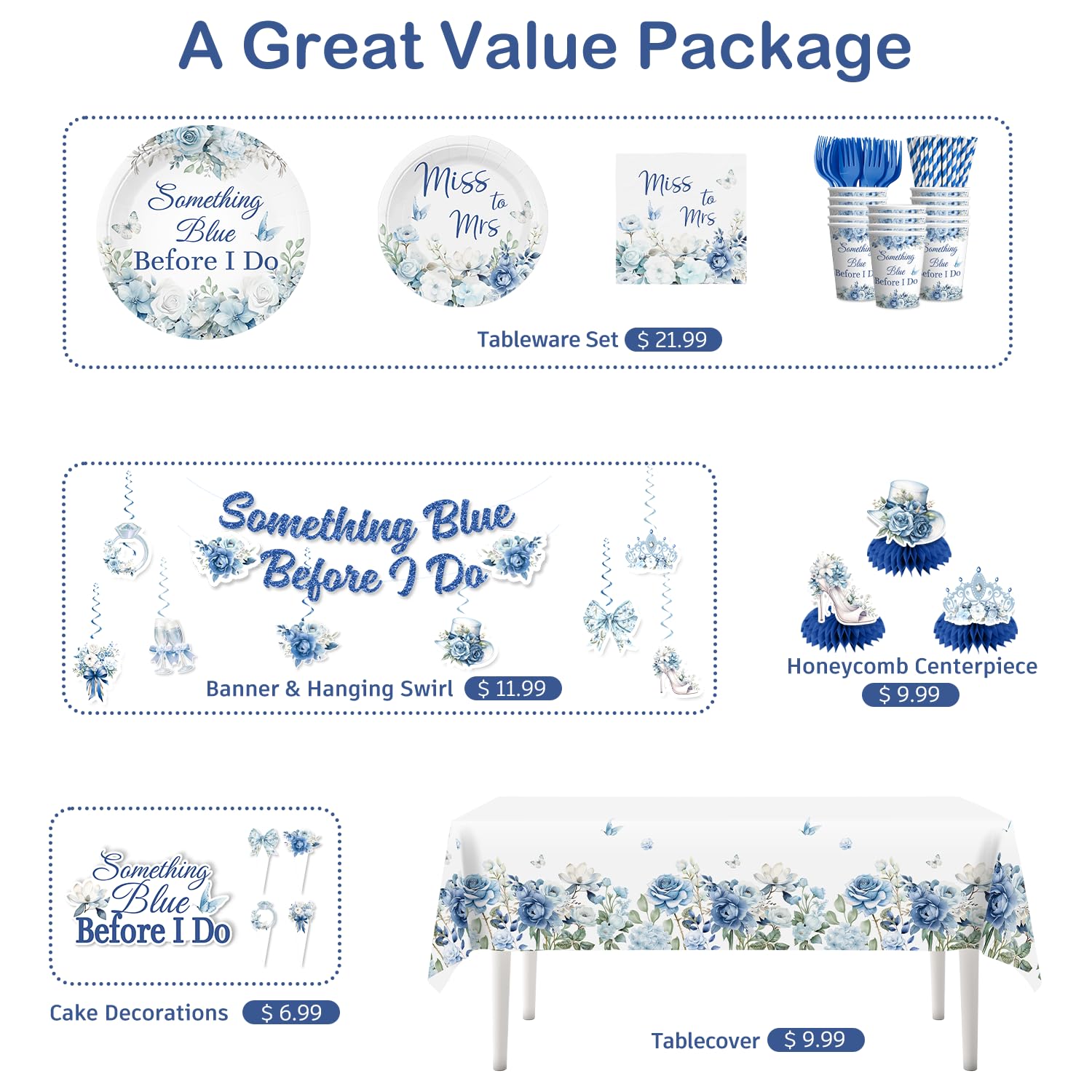 Xynic Something Blue cupcake toppers decorate treats for a coordinated look