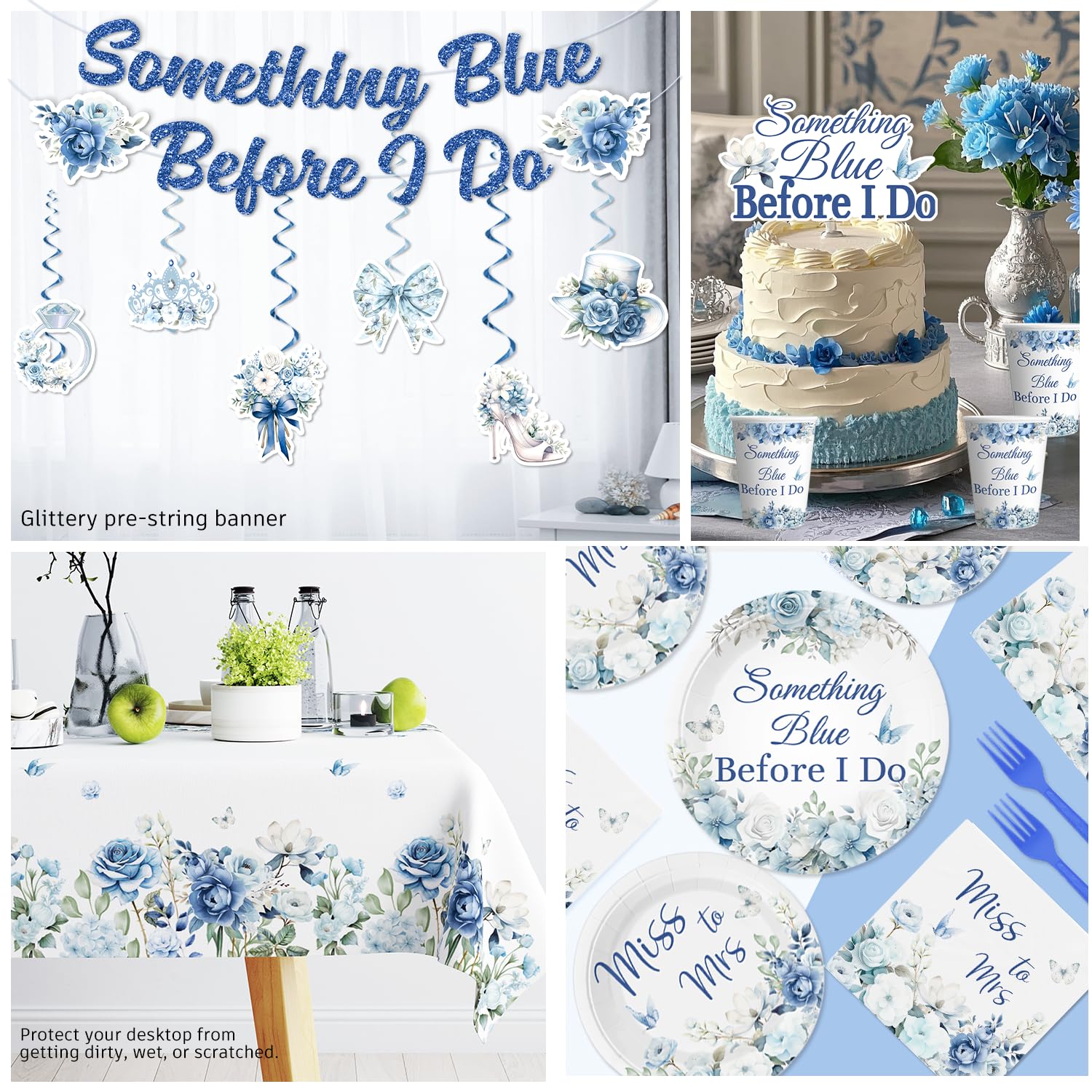 Xynic Something Blue swirls decorate walls for a photo-friendly backdrop