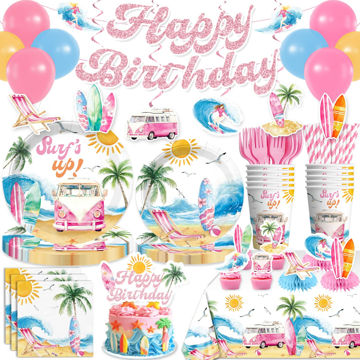 Xynic surf banner decor for a beach birthday party backdrop