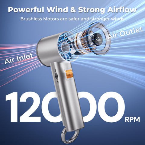 Xyphora portable fan digital display shows speed and battery at a glance.