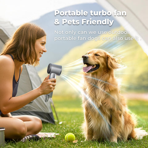Xyphora portable fan ergonomic handle for comfortable grip.