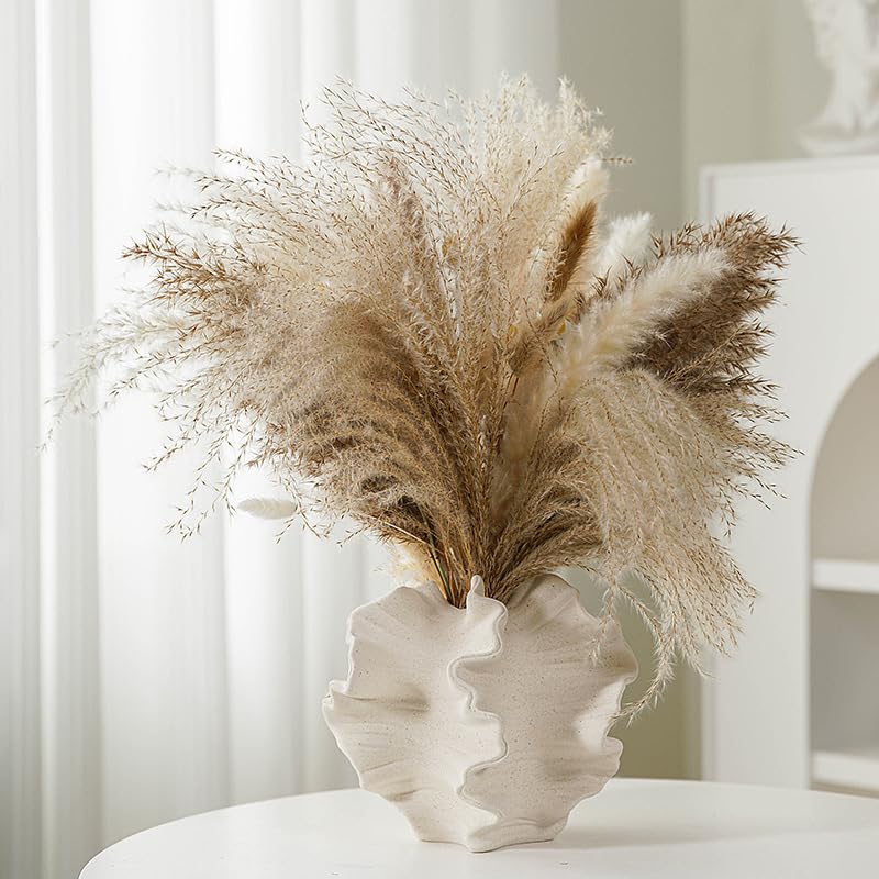 XYQXYQ Modern Art Ceramic Vase in white, closeup emphasizes craftsmanship and texture.