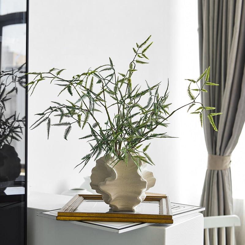 XYQXYQ Modern Art Ceramic Vase in white, empty stand-alone sculptural piece.