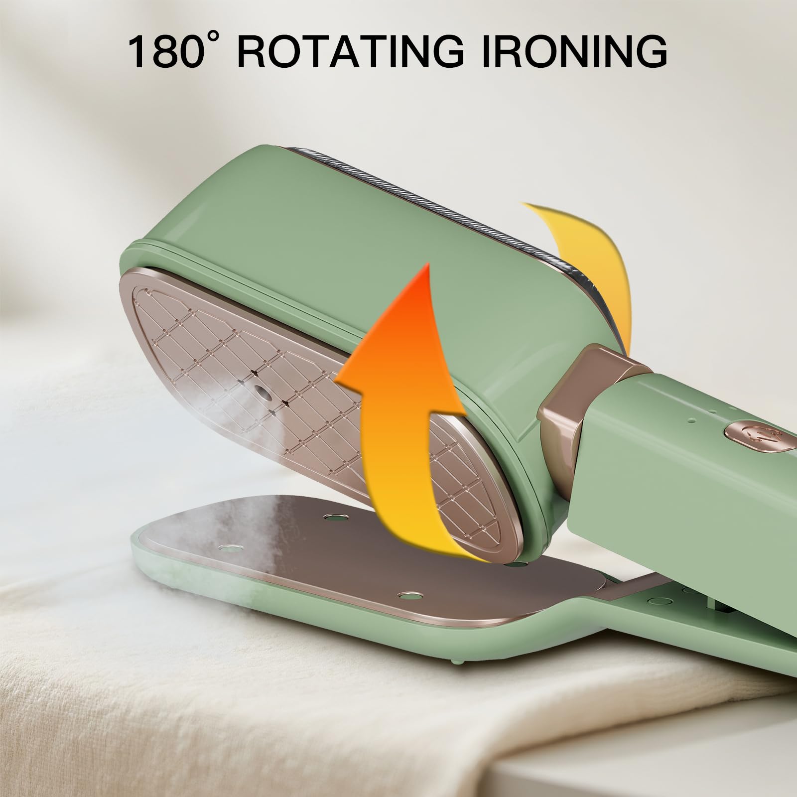XYVIA 2-in-1 clamp highlights precise collar ironing for sharp lapels.