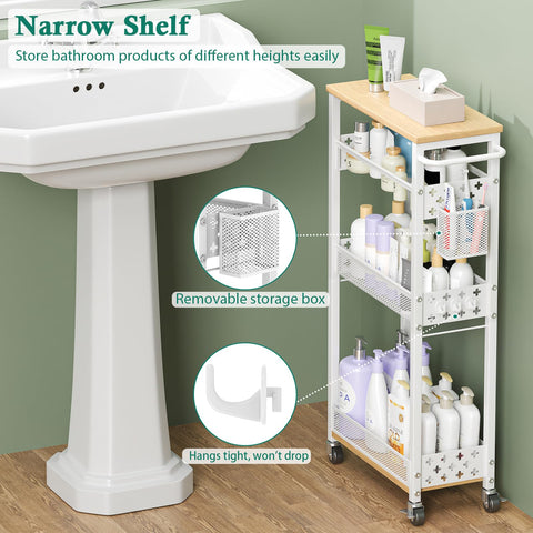 XYZLVSI Slim Storage Cart 4-Tier handle-included design makes pulling it easy