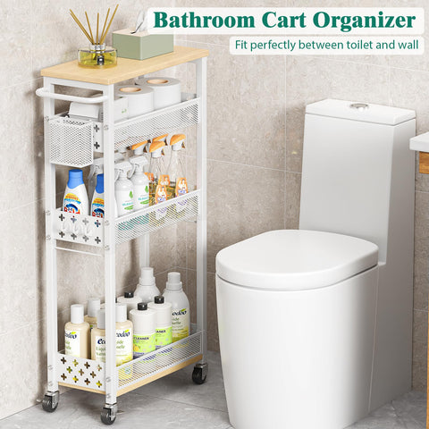 XYZLVSI Slim Storage Cart 4-Tier sturdy-metal-frame offers durable, rust-resistant storage