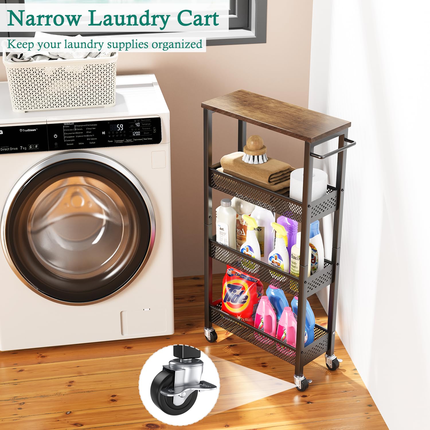 XYZLVSI cart features a metal handle for comfortable repositioning