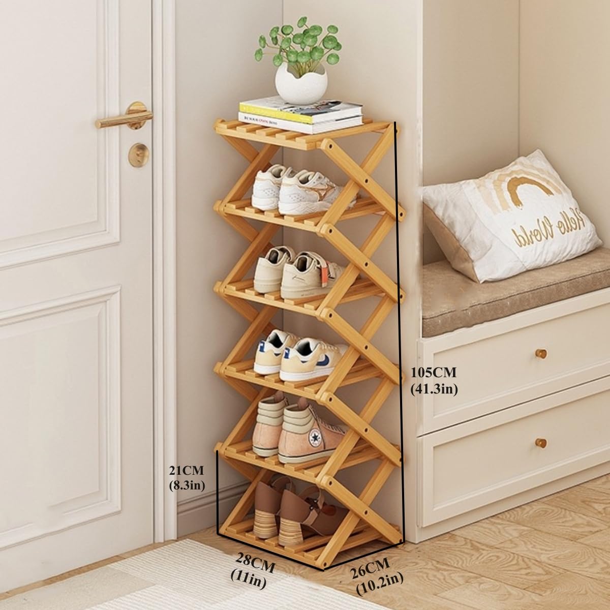 XZXWZX Foldable Shoe Rack demonstrates assembly-free setup for quick use
