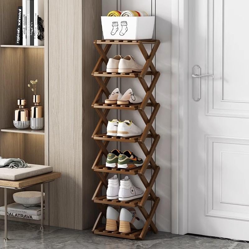 XZXWZX Foldable Shoe Rack front view showing space-saving footwear storage.