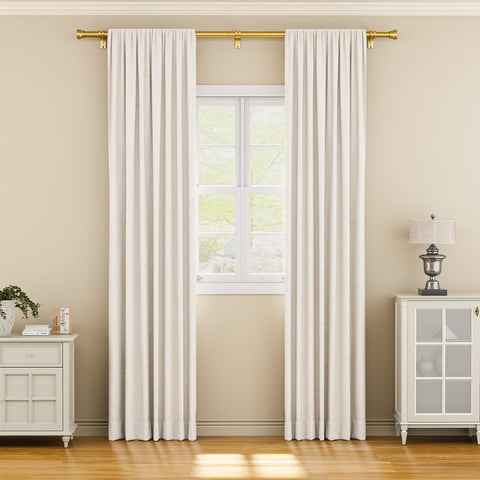 YaFex 1-inch gold rod showcases sturdy metal core for heavy curtains.