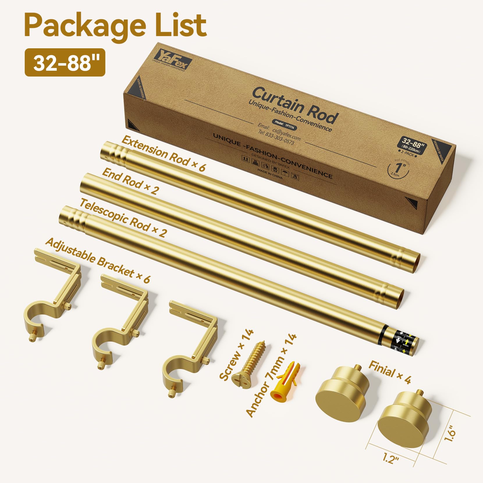 YaFex gold-tone rod suits Nordic and industrial decor styles.