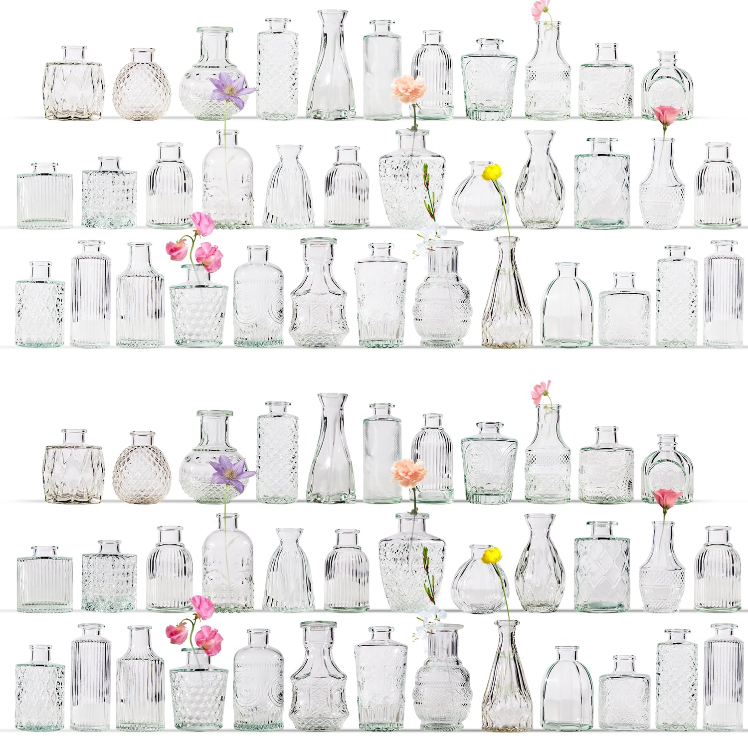 Yabool 72-pcs bud vase set ideal for versatile centerpieces and mixed floral displays.