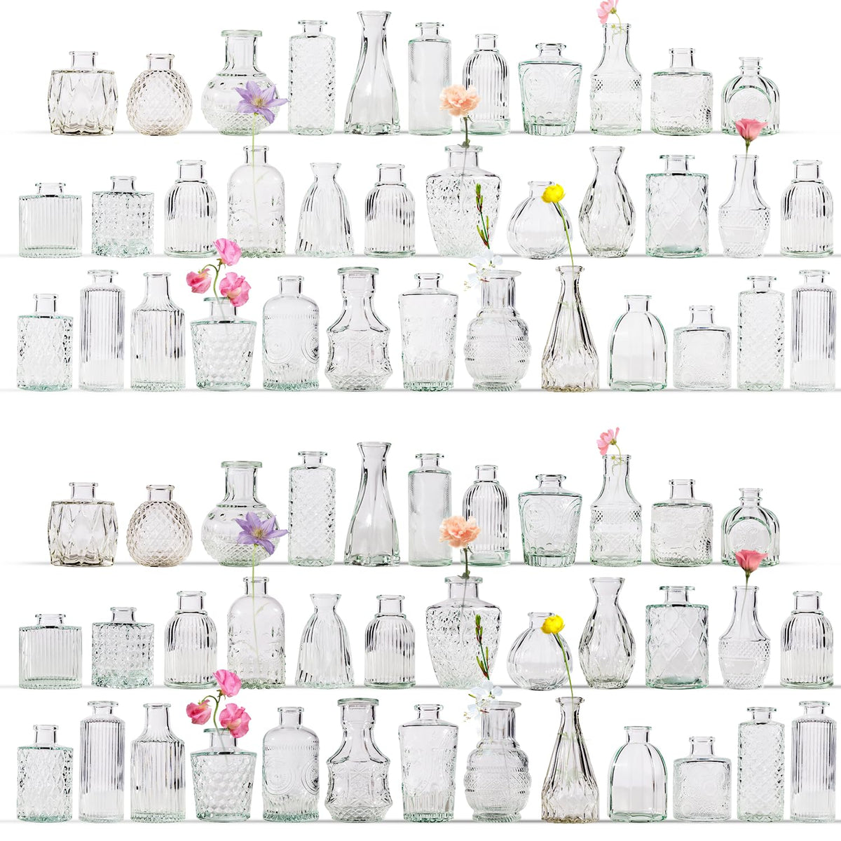 Yabool 72-pcs bud vase set ideal for versatile centerpieces and mixed floral displays.