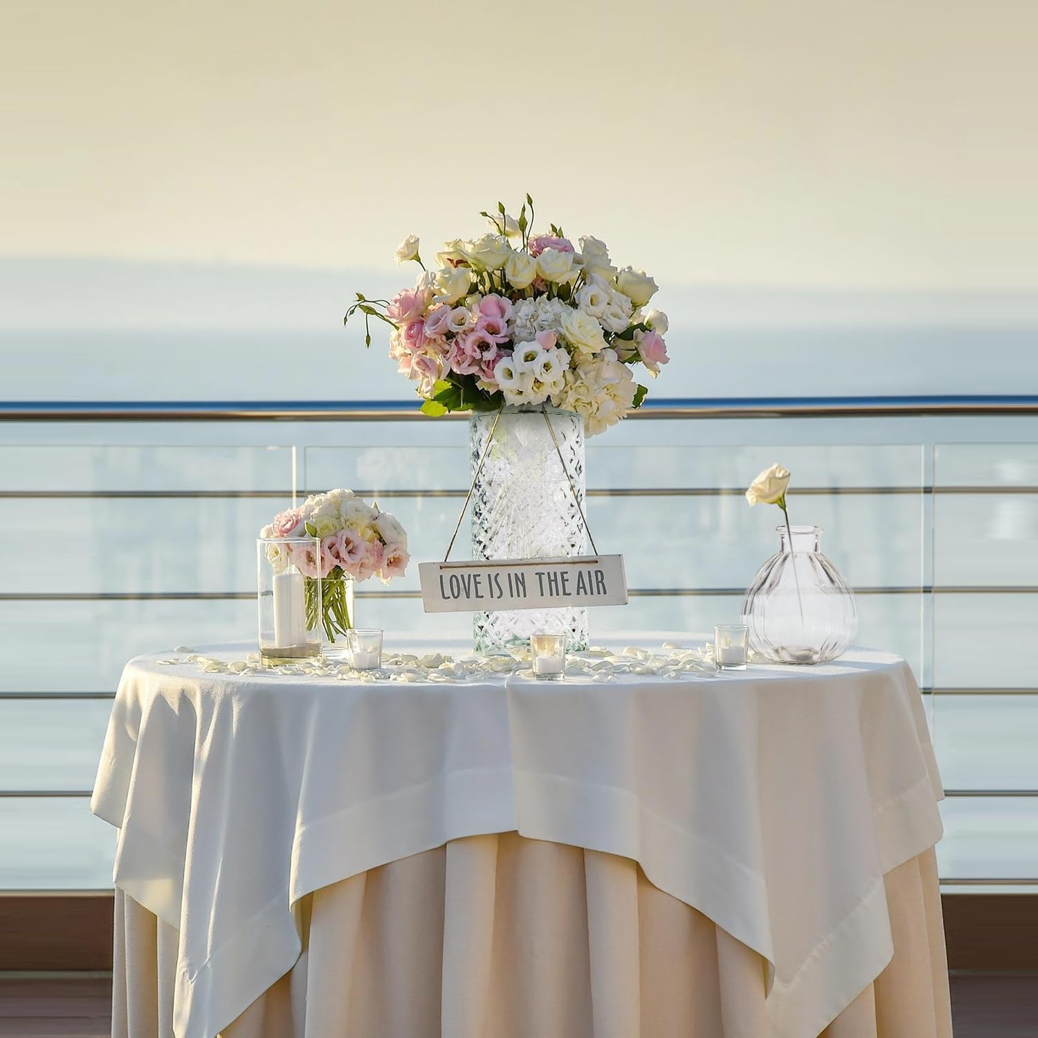 Yabool centerpiece vase set arranged for wedding decor and table styling.