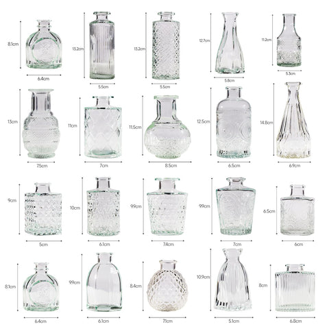 Yabool clear bud vases with embossed pattern add texture