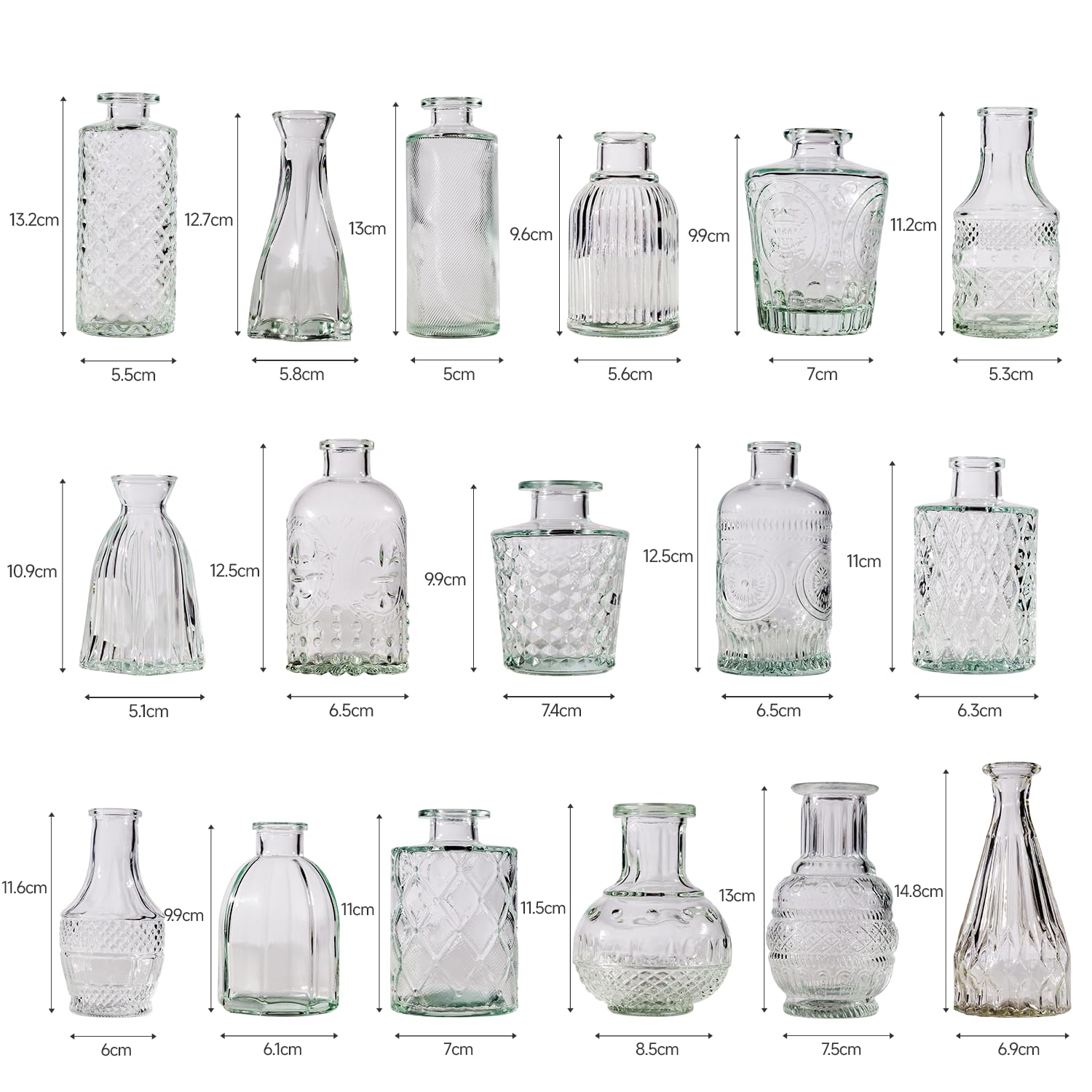 Yabool small clear bud vase for centerpieces adds delicate charm to tables.