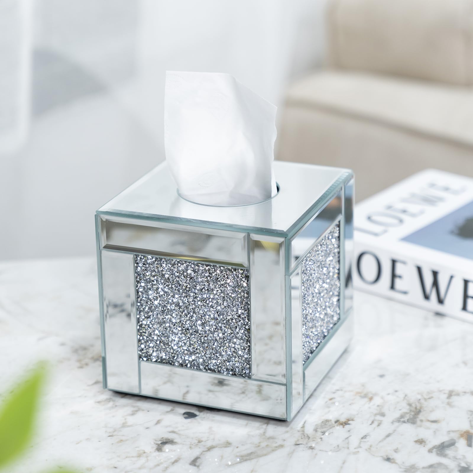 YACSNBF arc mirror cover detail showcases craftsmanship on a sleek vanity or desk.