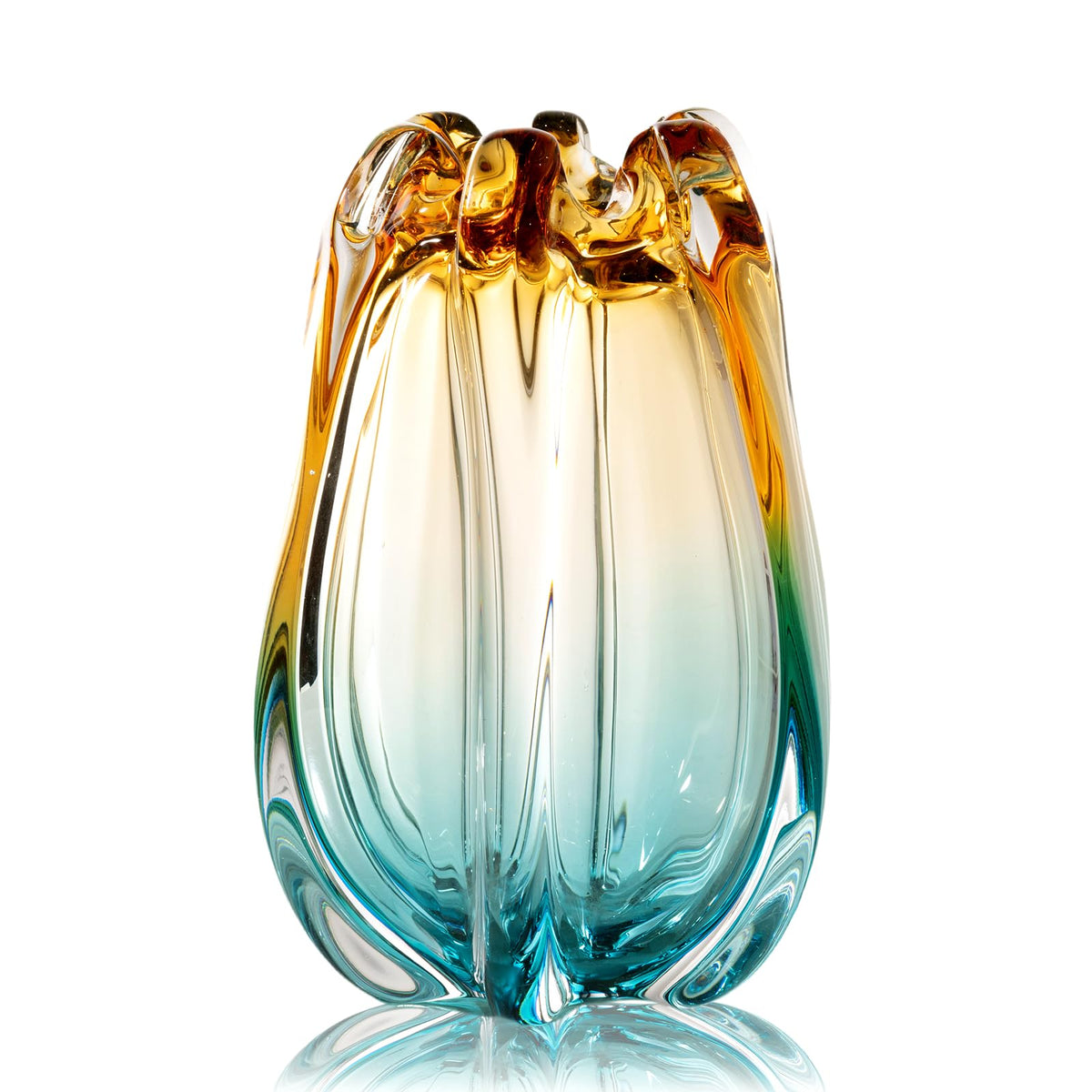 YACSNBF hand blown glass flower vase, elegant centerpiece for living rooms.