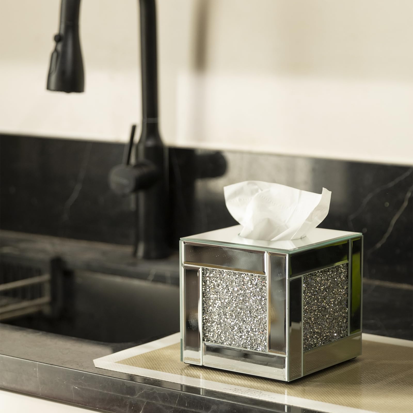 YACSNBF living-room-bathroom-vanity-accessory complements modern interiors with reflective surfaces.