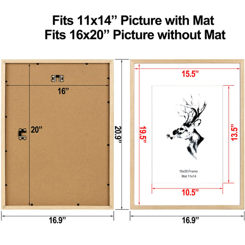 Yaetm 16x20 frame with mat displays 11x14 artwork clearly.