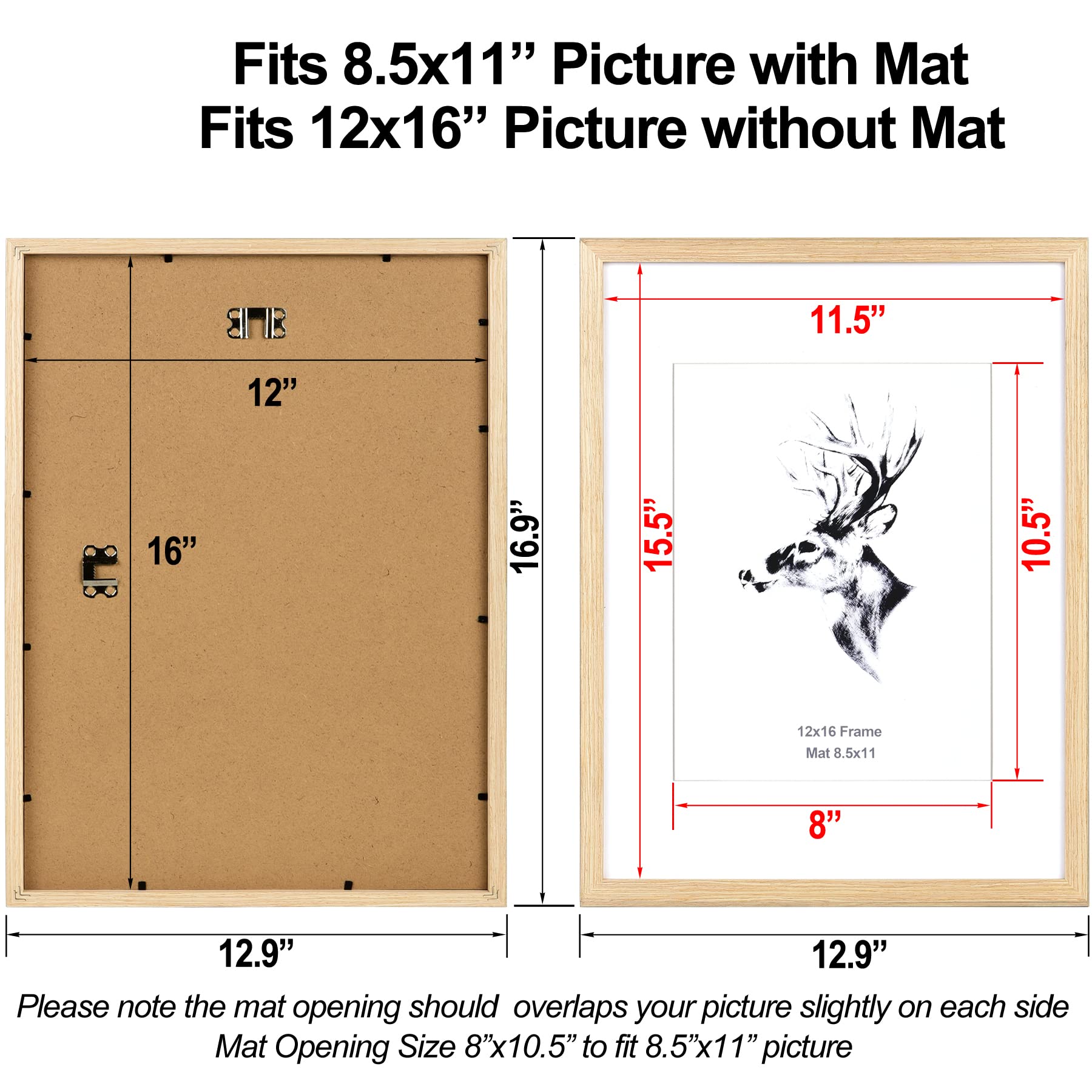 Yaetm mat opening for 8x10.5 inch photos, ideal for crisp 8.5x11 prints.