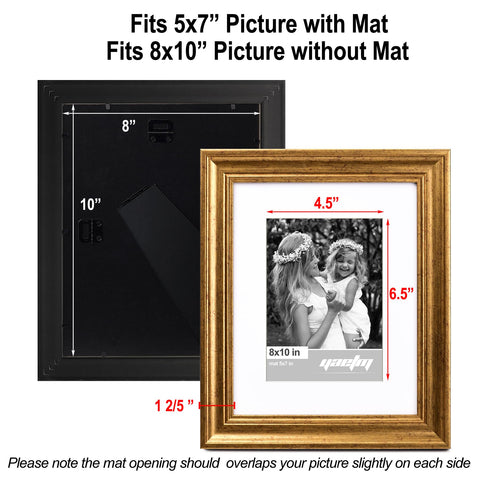 Yaetm 8x10 frame with tempered glass for clear, durable protection.