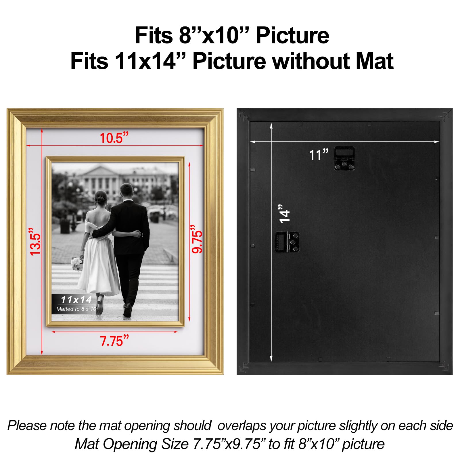 Yaetm frame holds an 8x10 image with a mat for a clean presentation.