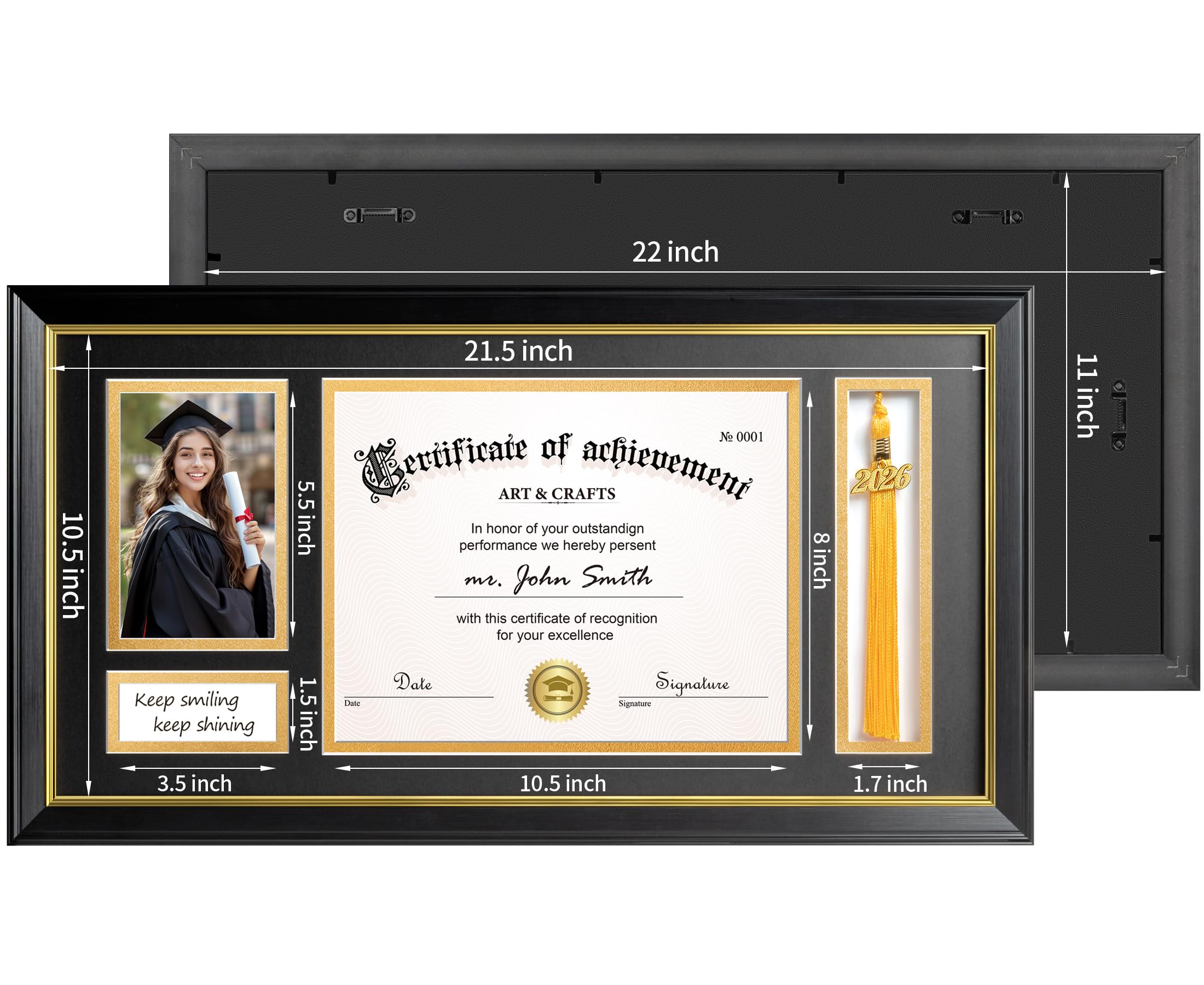 Yaetm frame open for 8.5x11 diploma and 4x6 photo