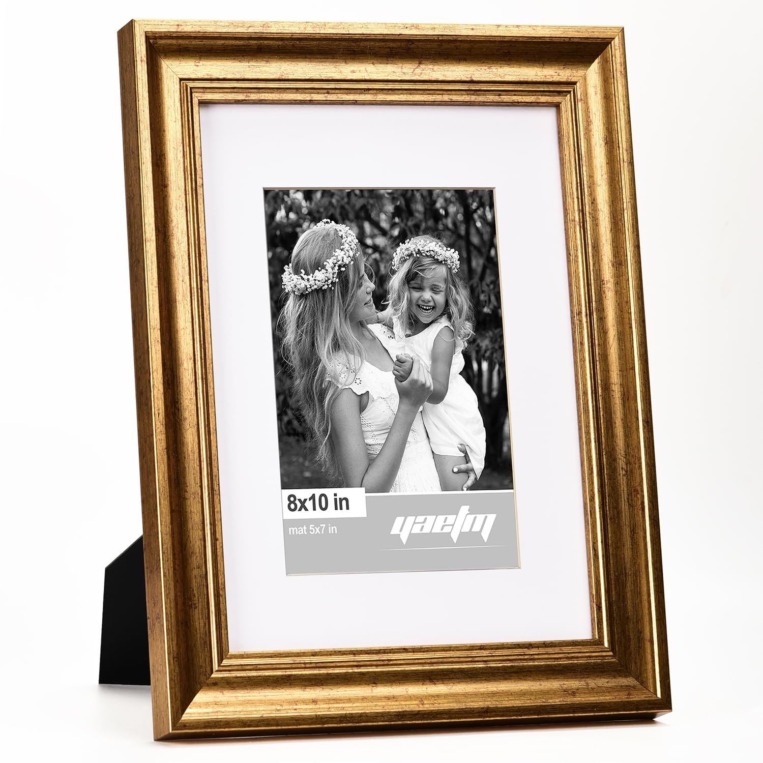 Yaetm frame with 4.5x6.5 inch mat opening fits a 5x7 photo.