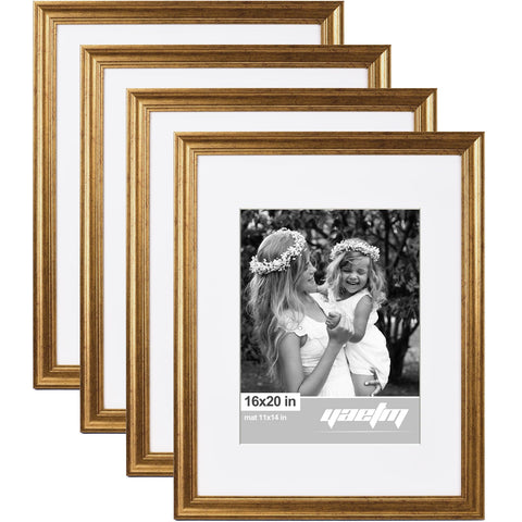 Yaetm gold 16x20 frame with 11x14 mat for elegant wall displays.