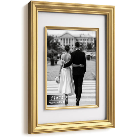 Yaetm gold frame with tempered glass protects cherished photos with clarity.