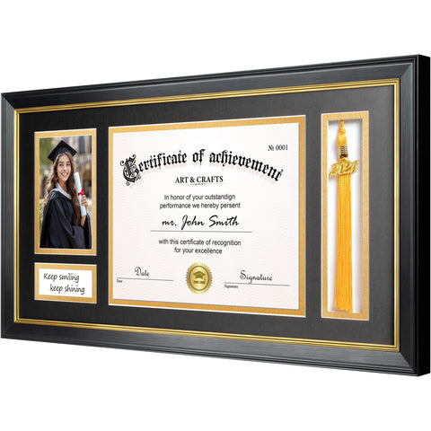 Yaetm frame shows high-definition glass protecting the diploma