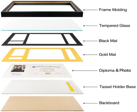 Yaetm frame with 4x6 photo opening beside diploma