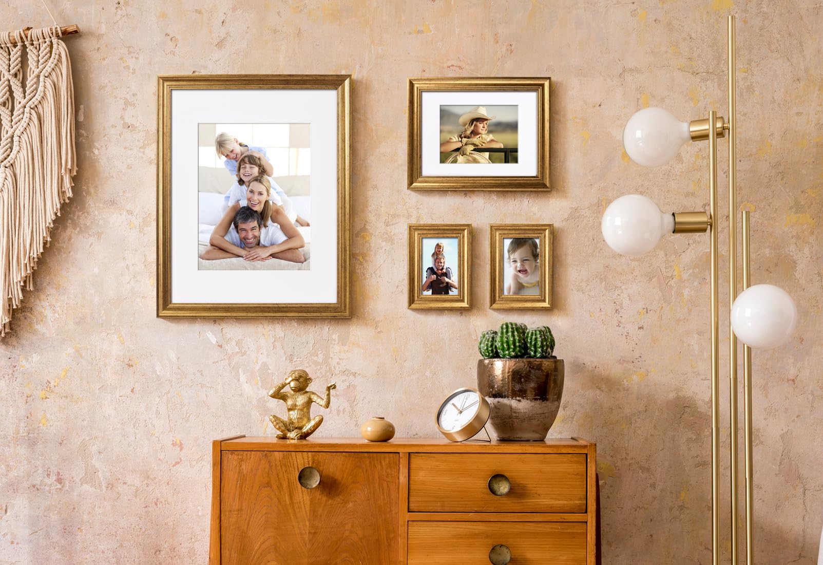 Yaetm rustic gold frame detail enhances any room's decor.