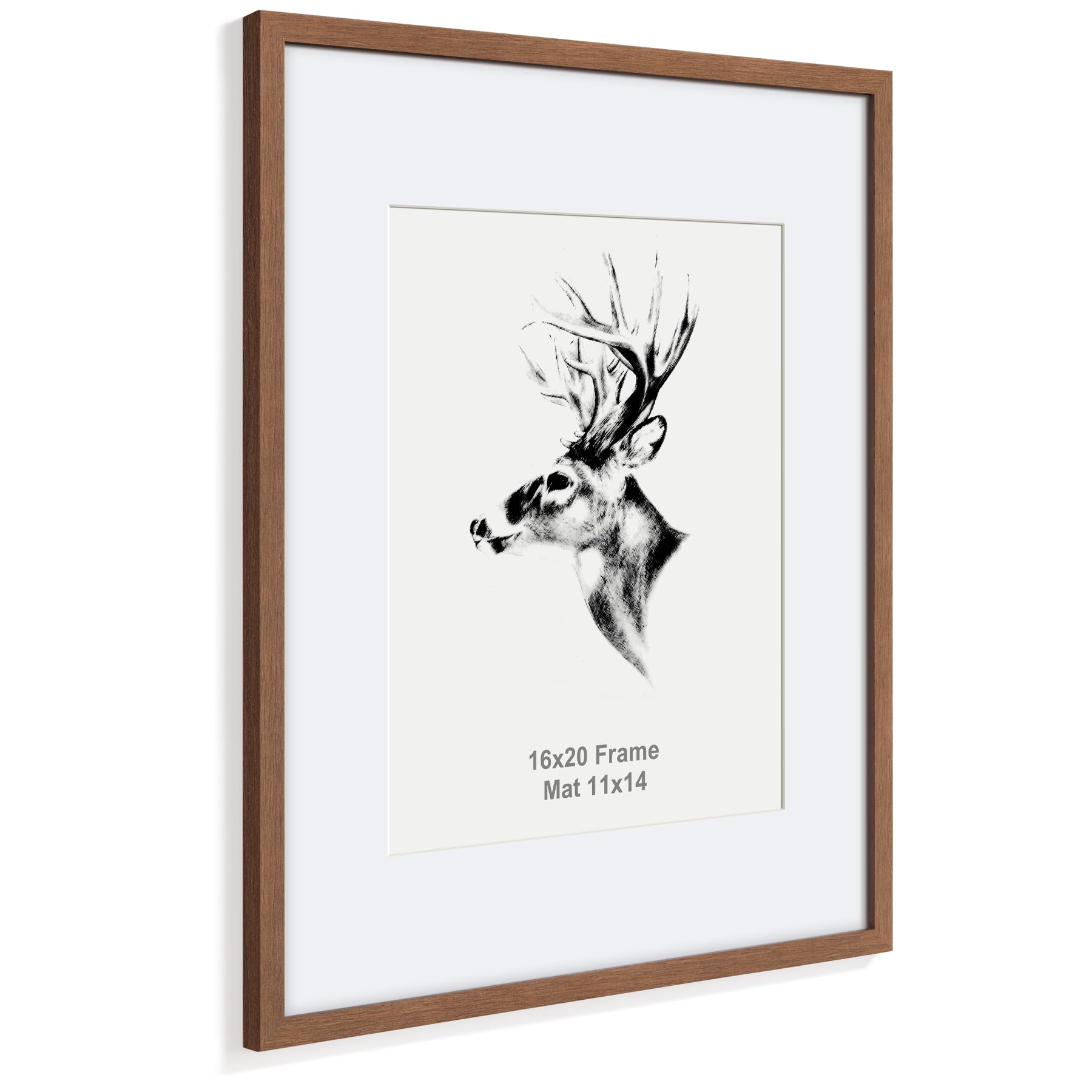 Yaetm walnut wood frame with 16x20 option, no mat, clean poster display