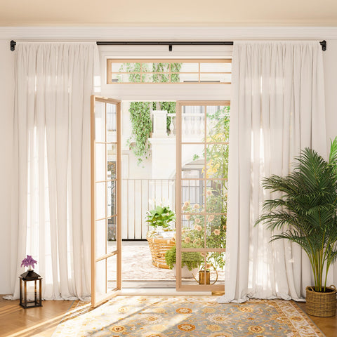 YaFex 1-inch heavy-duty curtain rod supports up to 50 lb without sag.