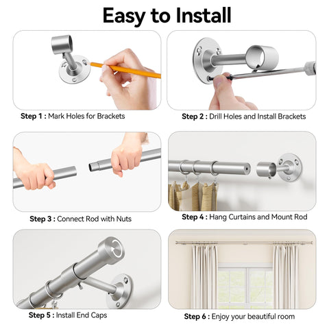 YaFex 60 lb load-bearing capacity supports heavier drapes.